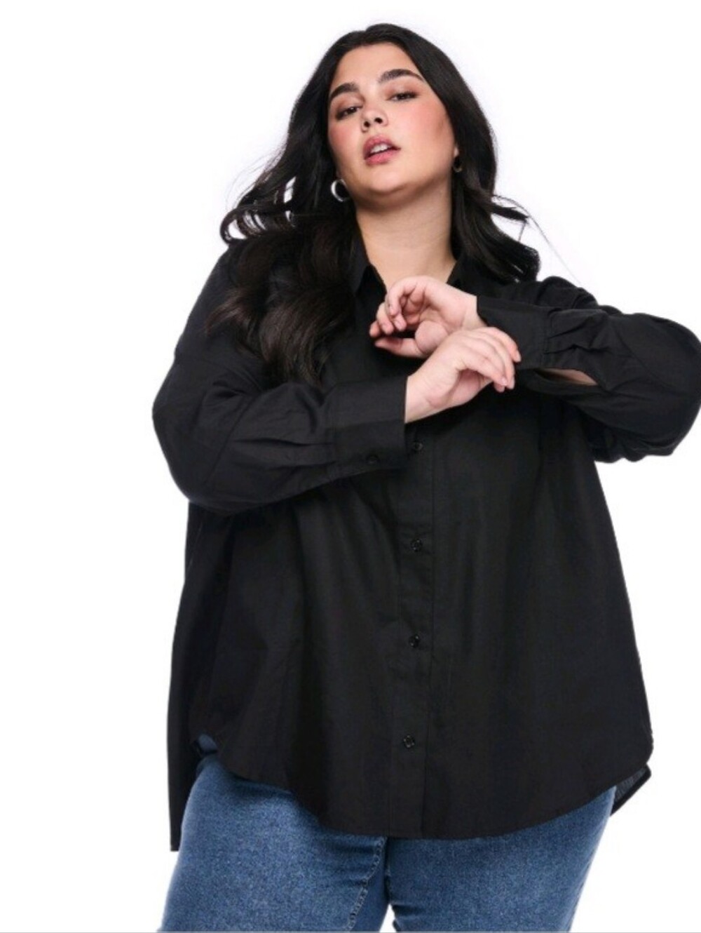 NWT PLUS size Lane Bryant Women's Plus Button-Up Shirt Black- 100071